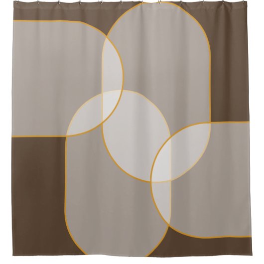 Abstract arsenaal in bruin, beige, tinten en goud douchegordijn (Voorkant)
