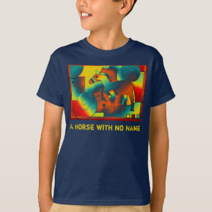 Abstract ART - A HORSE - blauw rood geel T-shirt