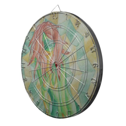 Abstract Art afbeelding van Green Lady Contempory Dartbord (Voorkant Rechts)