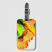 Abstract Art Alcohol Inkt Geel Groen Bagagelabel (Voorkant (verticaal))