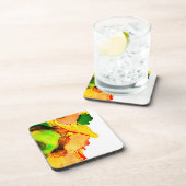 Abstract Art Alcohol Inkt Geel Groen Bier Onderzetter (Rechterzijde)