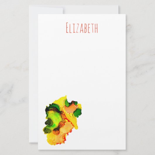 Abstract Art Alcohol Inkt Geel Groen Briefpapier (Voorkant)