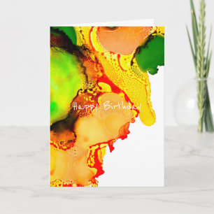 Abstract Art Alcohol Inkt Geel Groen Kaart