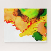 Abstract Art Alcohol Inkt Geel Groen Legpuzzel (Horizontaal)