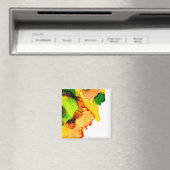 Abstract Art Alcohol Inkt Geel Groen Magneet (Insitu (Vaatwasser))