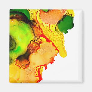 Abstract Art Alcohol Inkt Geel Groen Magneet