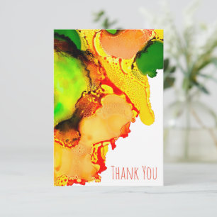 Abstract Art Alcohol Inkt Geel Groen Notitiekaartje