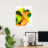 Abstract Art Alcohol Inkt Geel Groen Poster (Thuiskantoor)