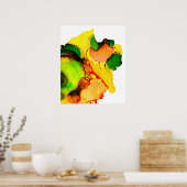 Abstract Art Alcohol Inkt Geel Groen Poster (Keuken)