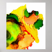 Abstract Art Alcohol Inkt Geel Groen Poster (Voorkant)