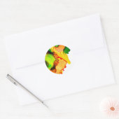 Abstract Art Alcohol Inkt Geel Groen Ronde Sticker (Envelop)
