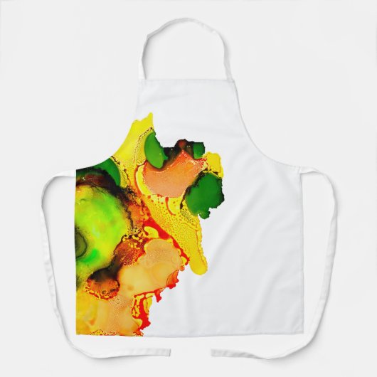 Abstract Art Alcohol Inkt Geel Groen Schort (Voorkant)