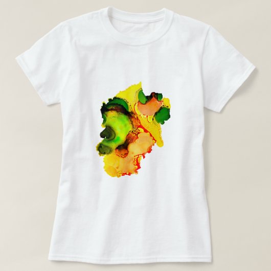 Abstract Art Alcohol Inkt Geel Groen T-shirt (Design voorkant)