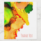 Abstract Art Alcohol Inkt Geel Groen Wijn Etiket (Enkel label)