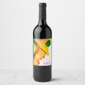 Abstract Art Alcohol Inkt Geel Groen Wijn Etiket (Voorkant)