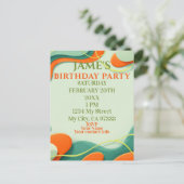 Abstract Art Birthday Invitation Briefkaart (Staand voorkant)