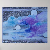 Abstract Art Blue Moon Pink en Grey Poster (Voorkant)