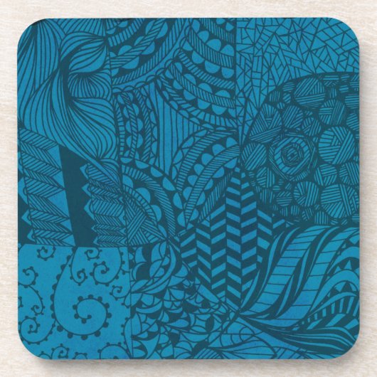 Abstract Art Blue Patroon Bier Onderzetter (Voorkant)