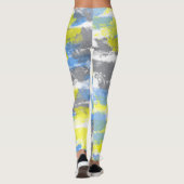 Abstract Art Blue White Gellow Grey Minimalism Leggings (Achterkant)