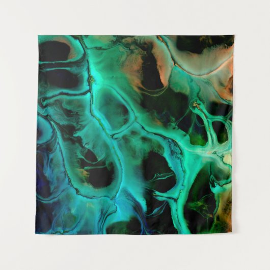 Abstract art bright neon painting in violet and pi wandkleed (Voorkant (horizontaal))