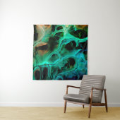 Abstract art bright neon painting in violet and pi wandkleed (In situ)