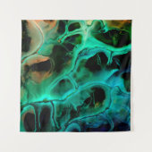 Abstract art bright neon painting in violet and pi wandkleed (Voorkant)