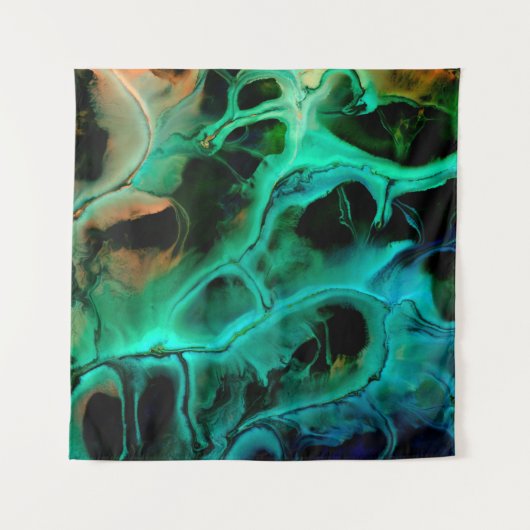 Abstract art bright neon painting in violet and pi wandkleed (Voorkant)