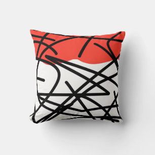 Abstract Art Coral Red White Kussen