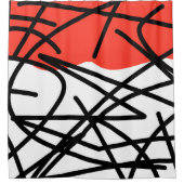 Abstract Art Coral Red White-minimalisme Douchegordijn (Voorkant)