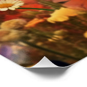 Abstract Art Dachshund met bloemen Perfect Poster (Hoek)