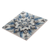 Abstract Art Deco Alle Grijs Stoffig Blauw Off wit Tegeltje (Zijkant)