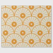 Abstract Art Deco Sun Pattern Oranje Cadeaupapier (Vlak)