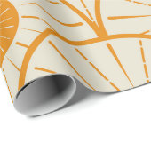 Abstract Art Deco Sun Pattern Oranje Cadeaupapier (Rol Hoek)