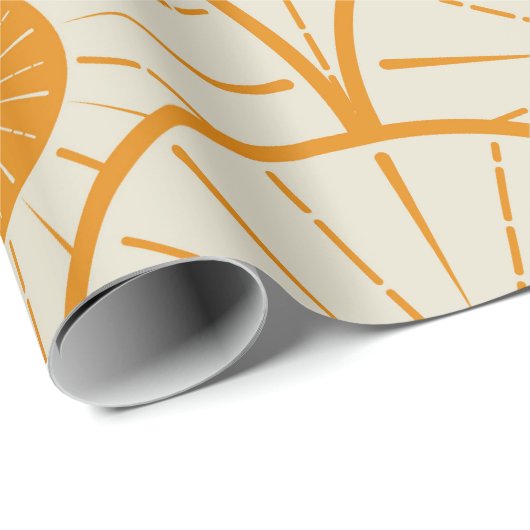 Abstract Art Deco Sun Pattern Oranje Cadeaupapier (Rol Hoek)