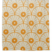 Abstract Art Deco Sun Pattern Oranje Douchegordijn (Voorkant)