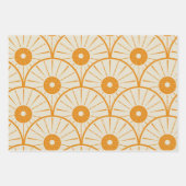 Abstract Art Deco Sun Pattern Oranje Inpakpapier Vel (Voorkant 3)