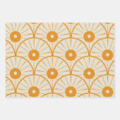 Abstract Art Deco Sun Pattern Oranje Inpakpapier Vel (Voorkant 2)