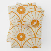 Abstract Art Deco Sun Pattern Oranje Inpakpapier Vel (In situ)