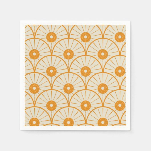 Abstract Art Deco Sun Pattern Oranje Servet (Voorkant)