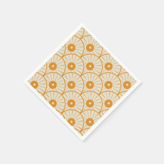 Abstract Art Deco Sun Pattern Oranje Servet (Hoek)