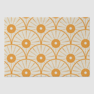 Abstract Art Deco Sun Pattern Oranje Tissuepapier