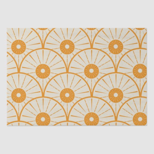 Abstract Art Deco Sun Pattern Oranje Tissuepapier (Voorkant)