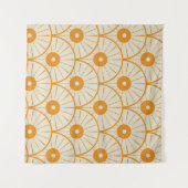 Abstract Art Deco Sun Pattern Oranje Wandkleed (Voorkant (horizontaal))