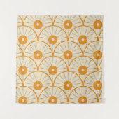 Abstract Art Deco Zon Patroon Oranje Wandkleed (Voorkant)