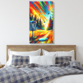 Abstract Art Disc Golf Kleurrijke AI Art Canvas Afdruk (Insitu (Slaapkamer))