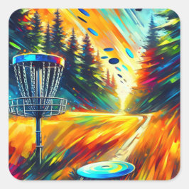 Abstract Art Disc Golf thema Vierkante Sticker