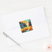 Abstract Art Disc Golf thema Vierkante Sticker (Envelop)