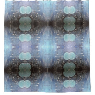 Abstract Art Douchegordijn in Blauw Wit Zwart
