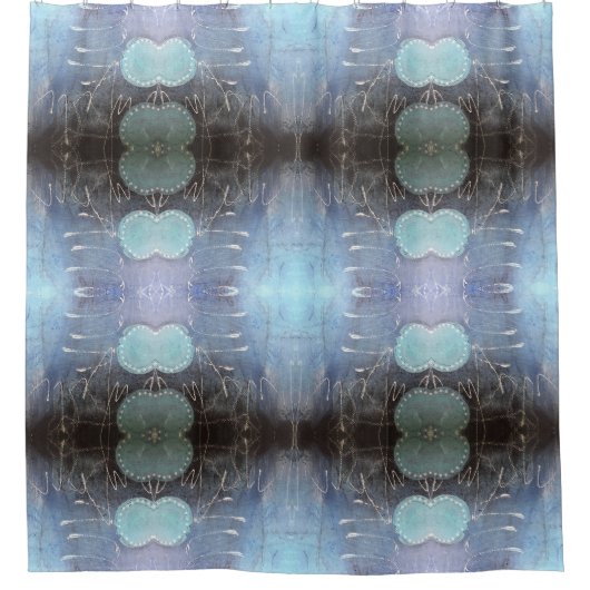 Abstract Art Douchegordijn in Blauw Wit Zwart (Voorkant)