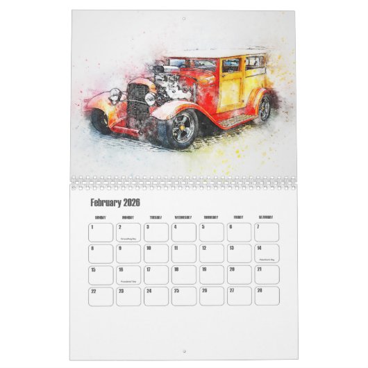Abstract Art Drag Car Kalender (Feb 2026)